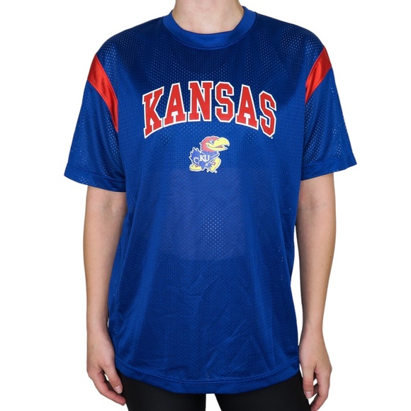 KU Jayhawks Football Jersey Crop Top - Picture 1 of 9